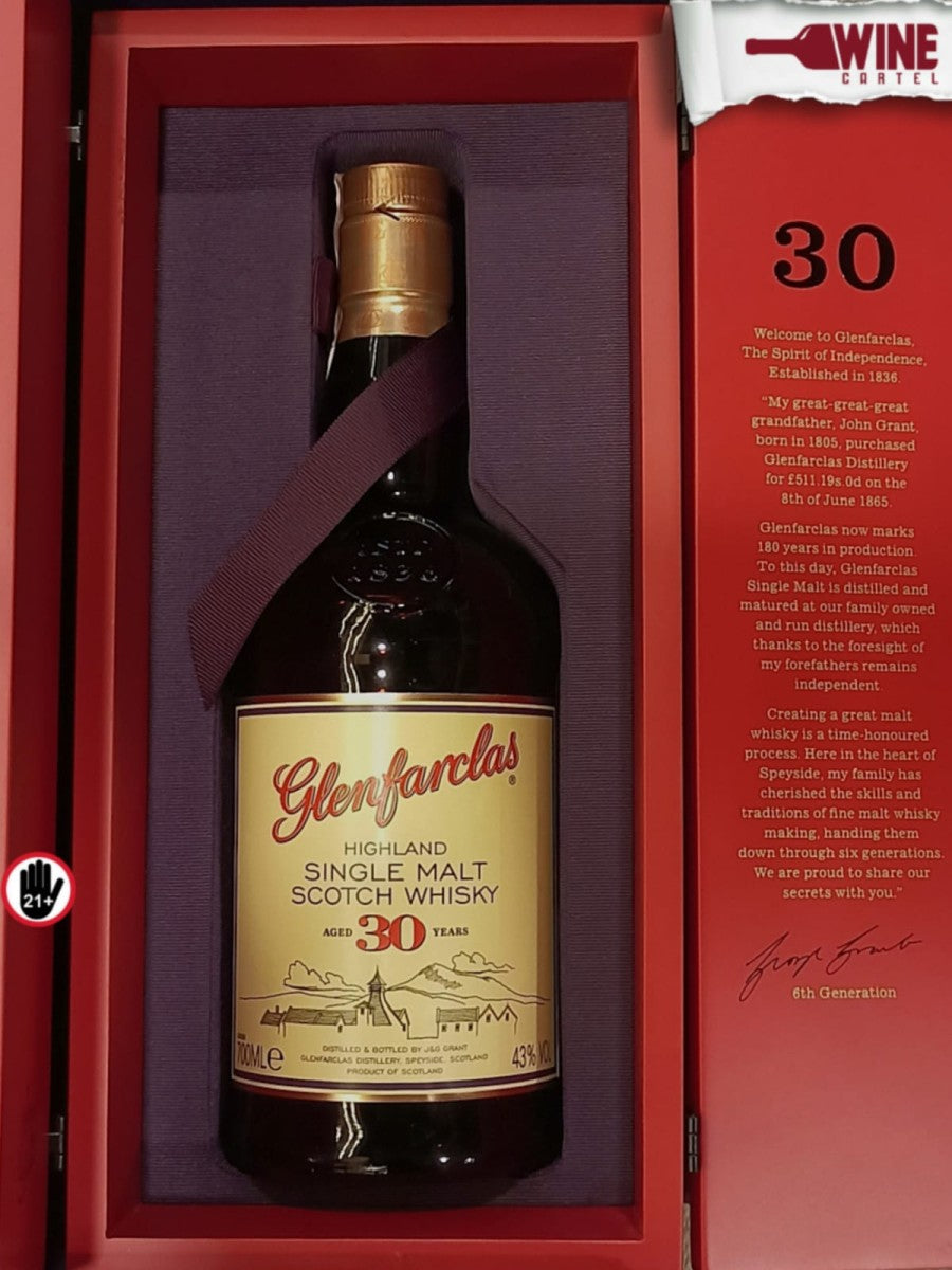 WHISKY Glenfarclas 30 Years Old Single Malt Scotch Whisky 700mL