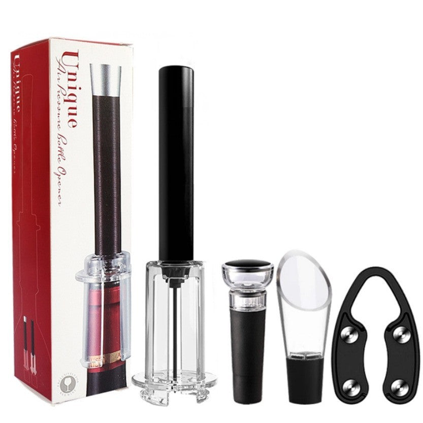 4 in 1 Set Wine Opener Air Pressure Alat Pembuka Botol Wine Vakum Pompo Dengan Pourer Stopper