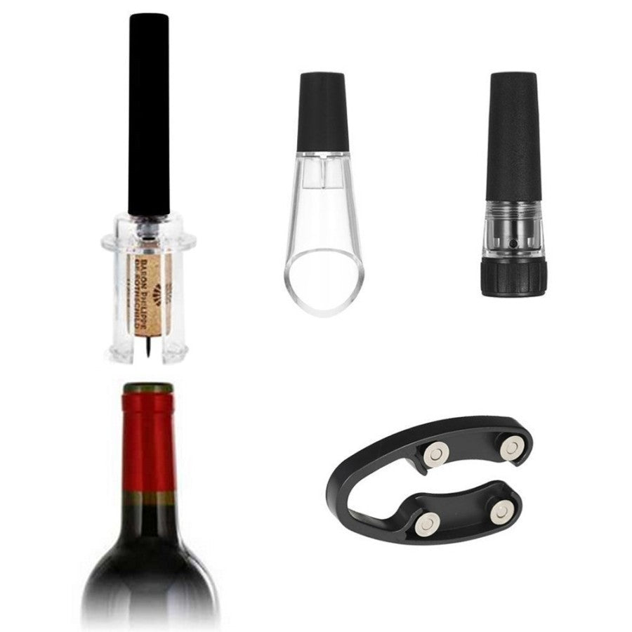 4 in 1 Set Wine Opener Air Pressure Alat Pembuka Botol Wine Vakum Pompo Dengan Pourer Stopper