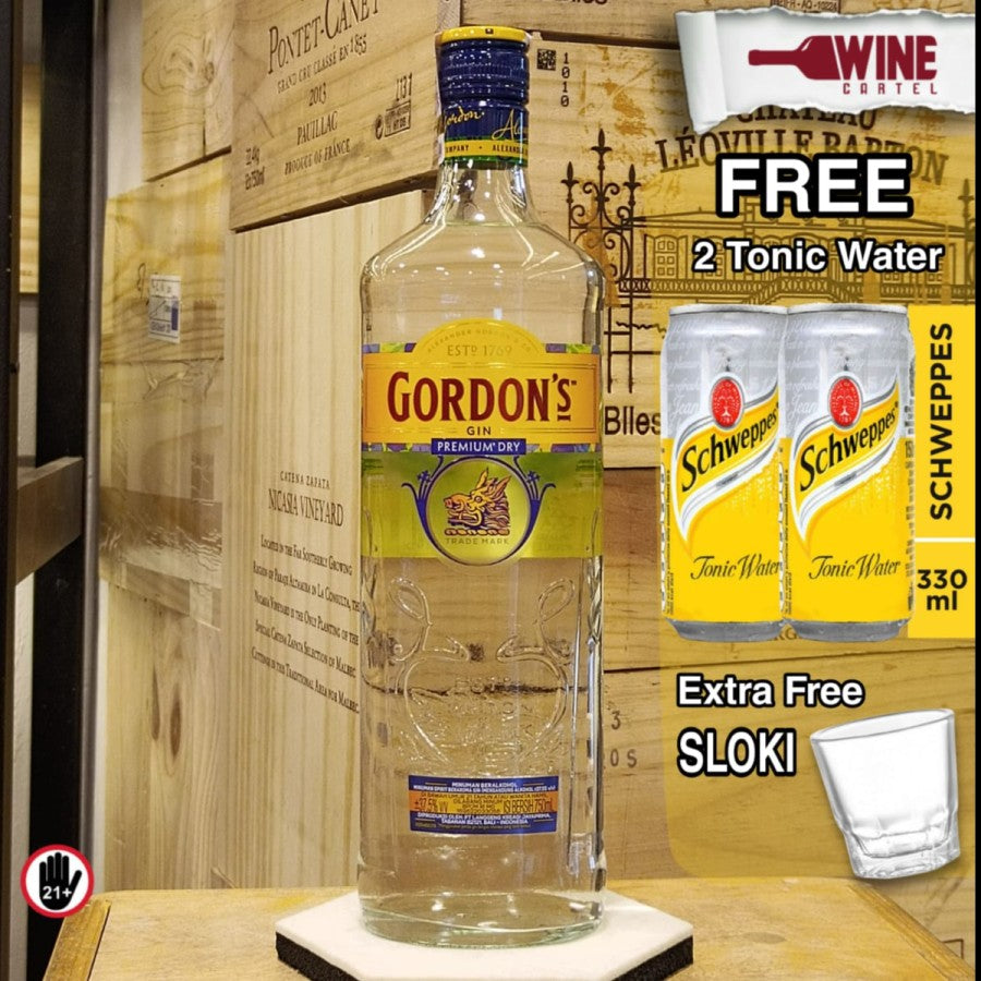 GIN GIN Gordon London Premium Dry Gin 750mL FREE 2TONIC WATER & 1SLOKI UNITED KINGDOM