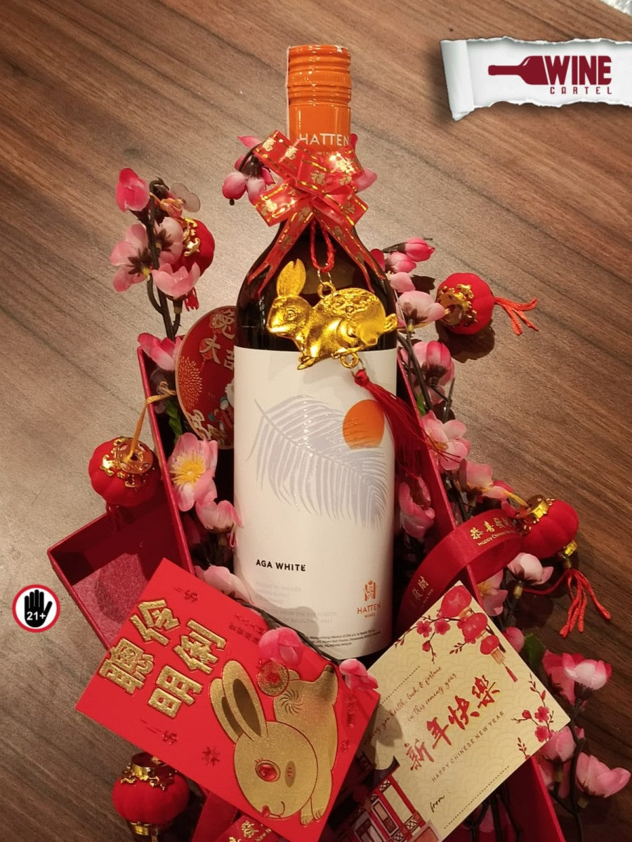 Chinese New Year Imlek Hampers Gift Set Hatten Aga White 750ml INDONESIA