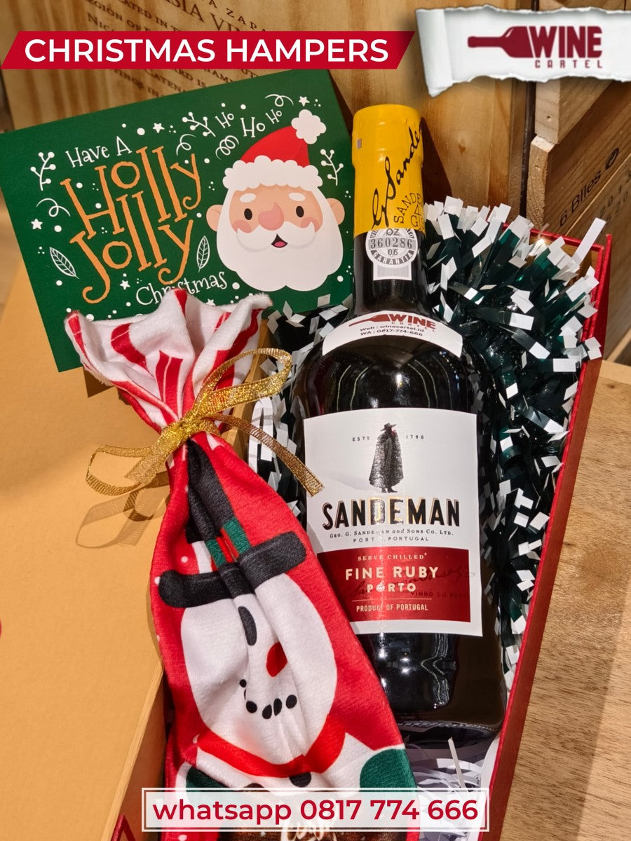 CHRISTMAS HAMPERS PORT WINE Sweet Port Wine Sandeman Fine Ruby Porto 750mL PORTO KADO HADIAH NATAL SET PORTUGAL