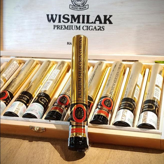 INDONESIA Cerutu WISMILAK Seleccion Corona Cigar Isi 10 Gift Box Kayu