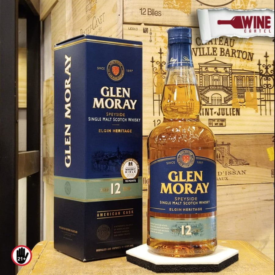 WHISKY Glen Moray 12 Years Old American Cask Single malt Whiskey 700mL