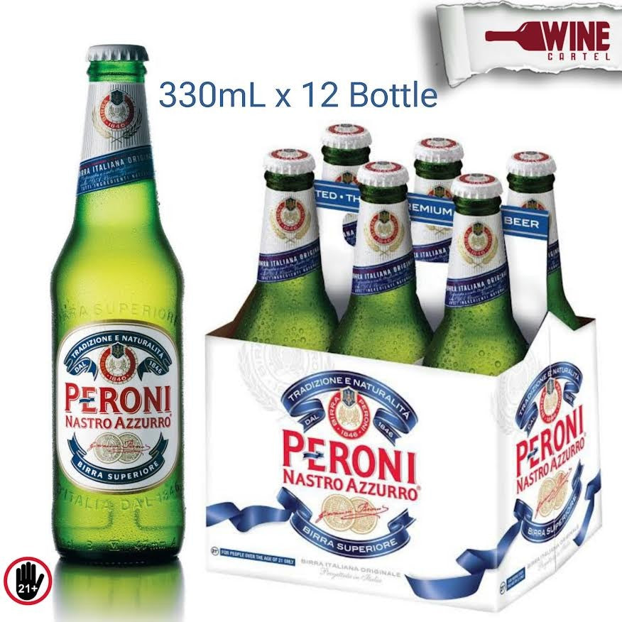 Beer Bir Peroni Nastro Azzurro 330ML Bottle Italy X 12 Botol ITALY