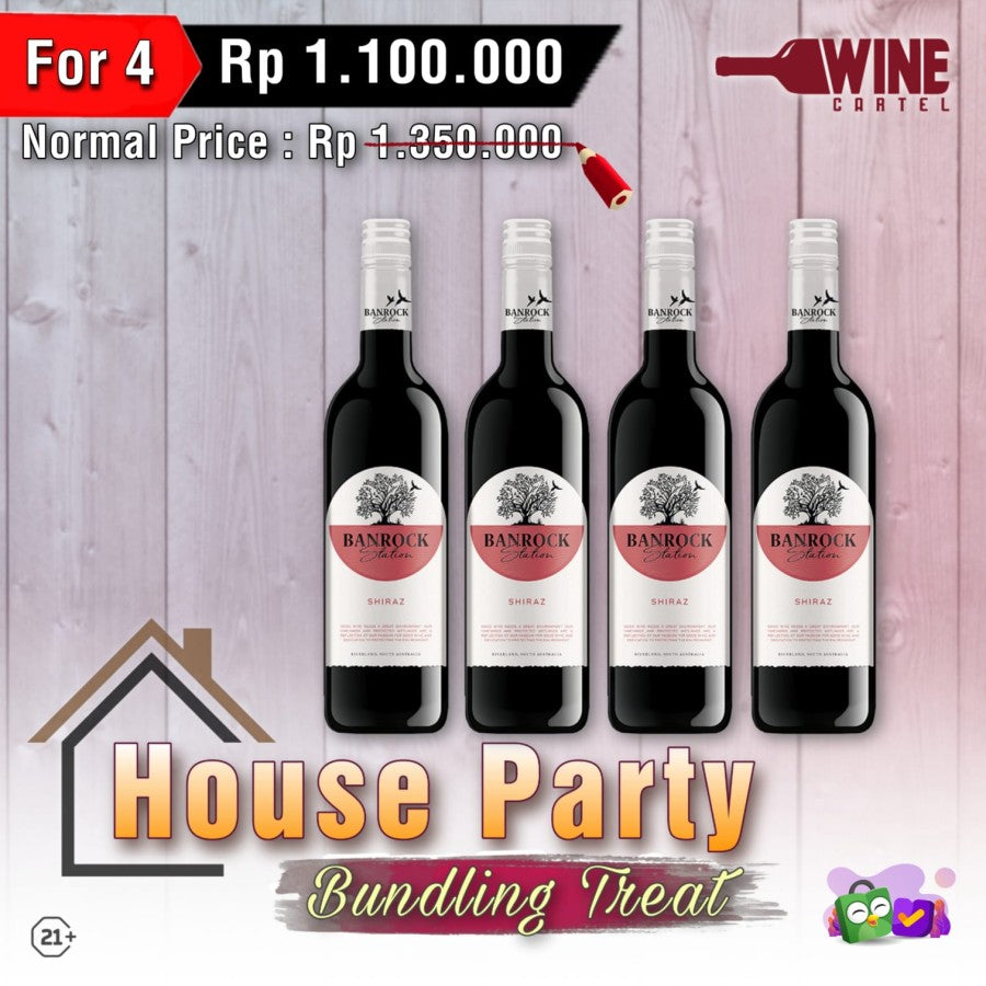 HOUSE PARTY Bundling Banrock Station SHIRAZ Red Wine 4to 1.100K AUSTRALIA