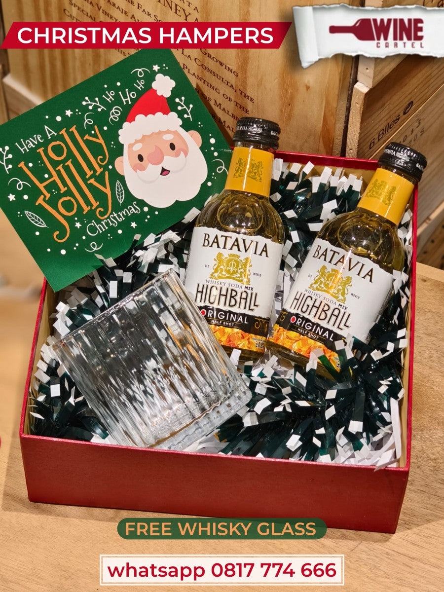 CHRISTMAS HAMPERS NATAL WHISKY SODA MIX Batavia Highball Whisky Soda Mix [180ml] Bottle SIZE SET BOX + GELAS GLASS WHISKY INDONESIA