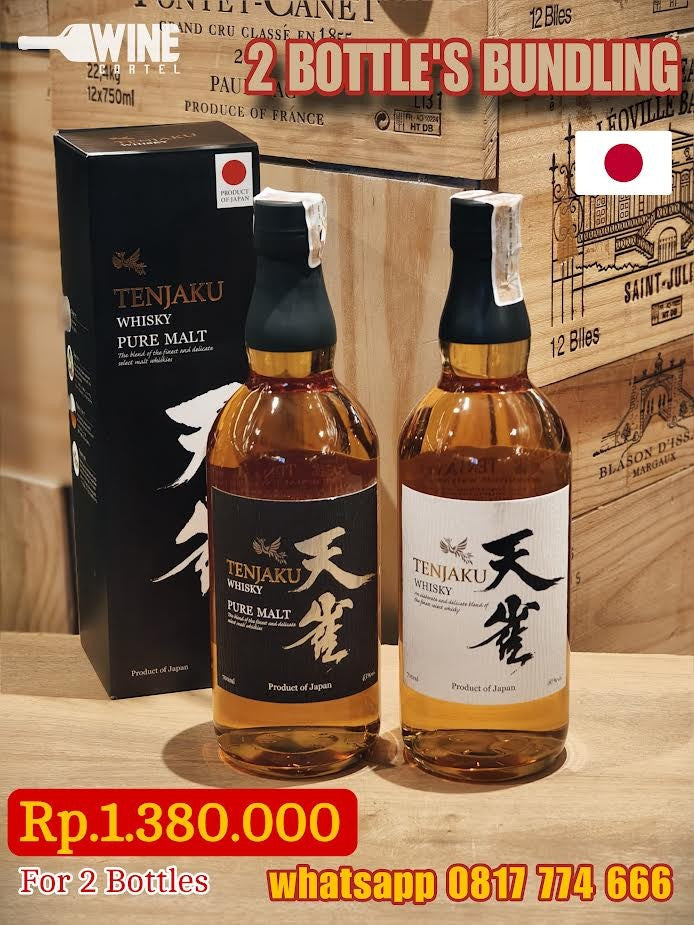 2 BOTTLE BUNDLING WHISKY Tenjaku Japanese Pure Malt / Tenjaku Whisky White JEPANG Label & Black Label