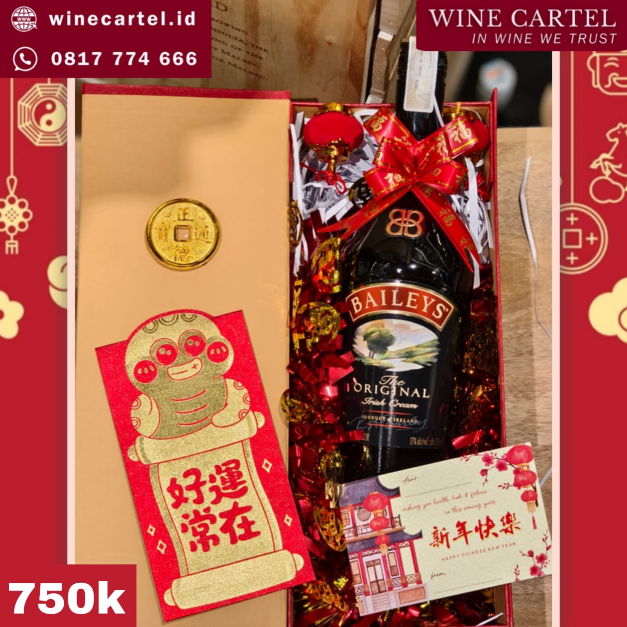 HAMPERS BAILEYS ORIGINAL IRISH CREAM CNY Chinese New Year Hadiah Kado Imlek SET BOX Gift