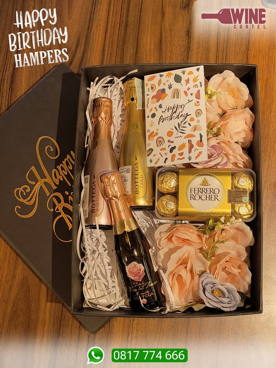 SPECIAL BIRTHDAY HAMPERS SPARKLING WINE MINI BOTTEGA PROSECCO GOLD/Rose Gold/Moscato Dolce ITALY