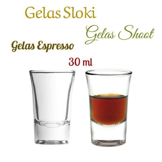 Gelas Sloki Kaca Mini Kecil Shooter Shot Alkohol Espresso Coffee Sirup Soju Whisky