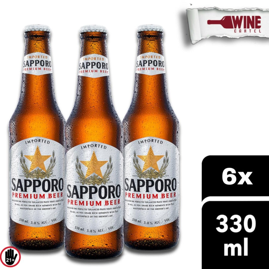 BIR Sapporo Premium Beer Bottle / 6 Botol x 330 ml