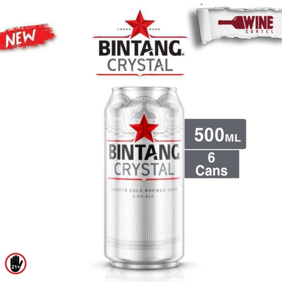 BIR Bintang Crystal Can Beer Kaleng 500 mL X 6 Cans INDONESIA