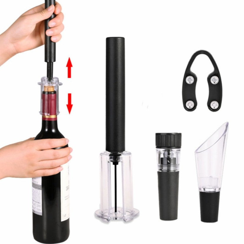 4 in 1 Set Wine Opener Air Pressure Alat Pembuka Botol Wine Vakum Pompo Dengan Pourer Stopper