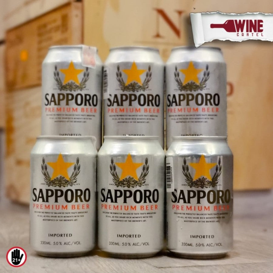 Beer Sapporo Premium Can Minuman Bir 330 mL & 500mL X 6 Can JEPANG