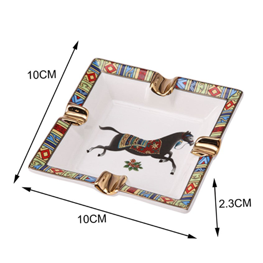 Asbak Cigar Cerutu Square Cigarette Ashtray Keramik Premium Kuda Horse