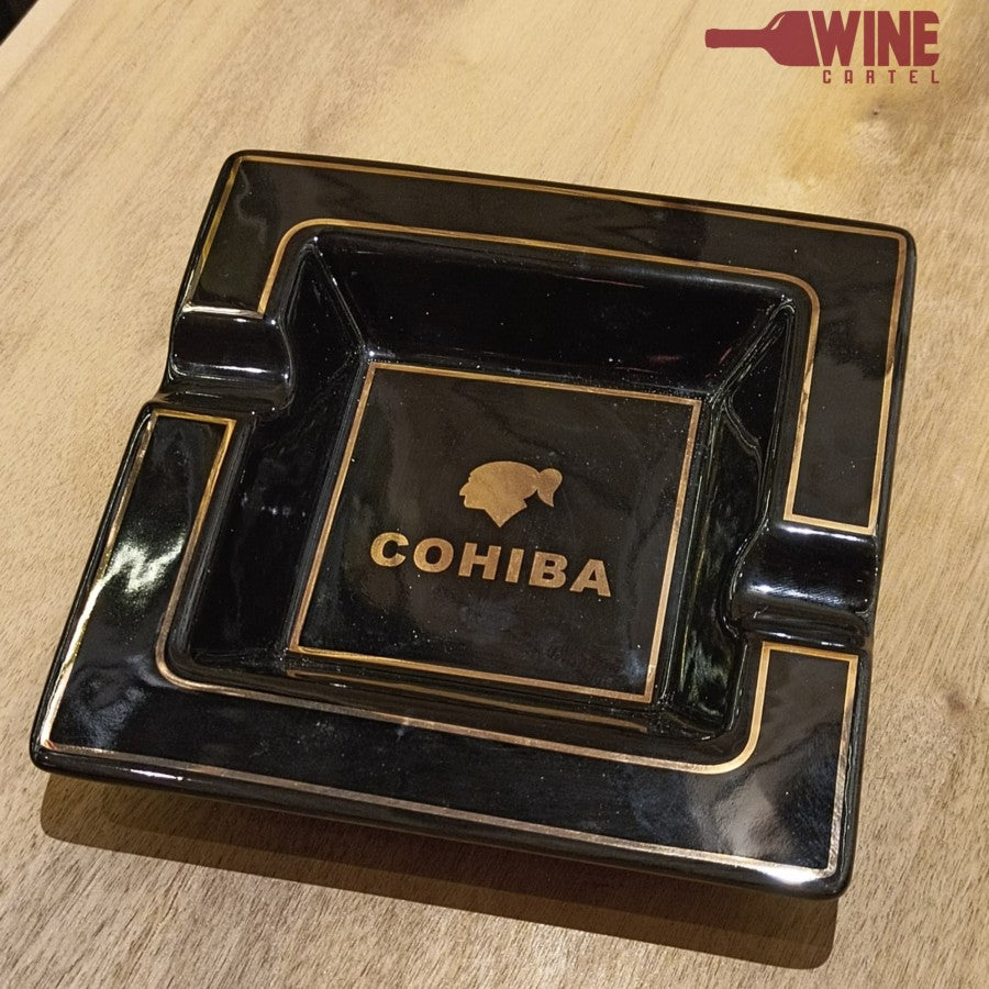 COHIBA Ceramic Ashtray Hitam Black Premium Elegant Cerutu Cigar