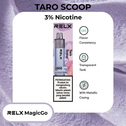 RELX MagicGo Pod Vape Disposable - Taro Scoop 3500 Puffs Hisap