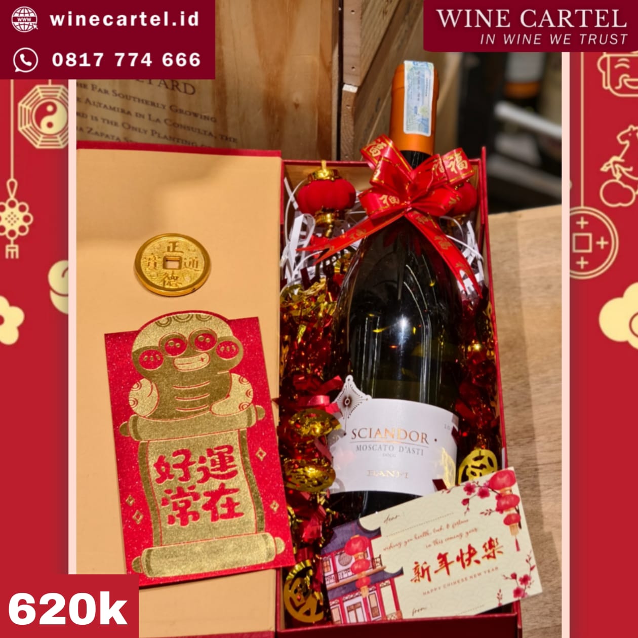 HAMPERS CNY Sciandor Moscato D'Asti Sparkling Chinese New Year Hadiah Kado Imlek SET BOX Gift