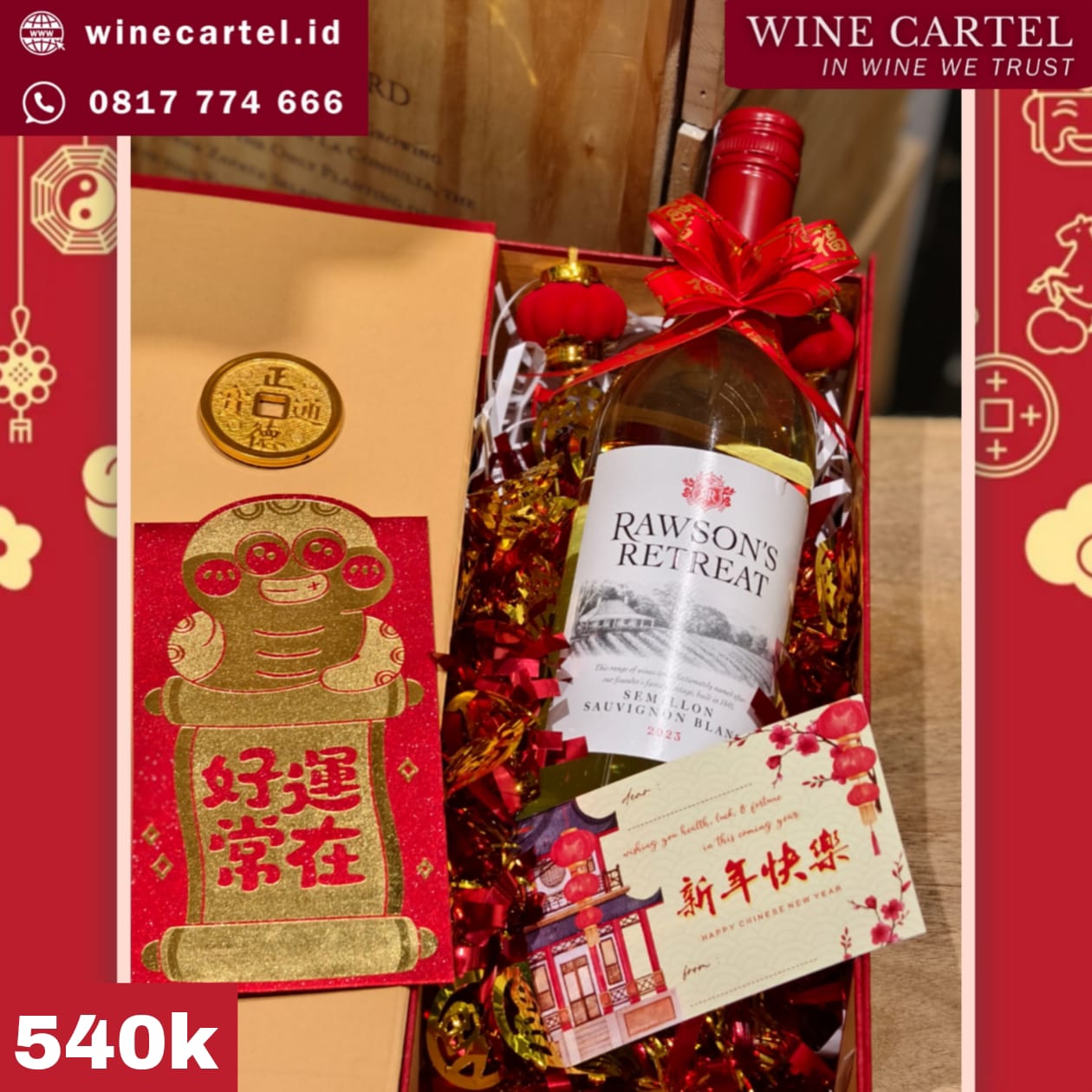 Hampers CNY White Wine Rawsons Retreat Sauvignon Blanc Chinese New Year Hadiah Kado Imlek SET BOX Gift