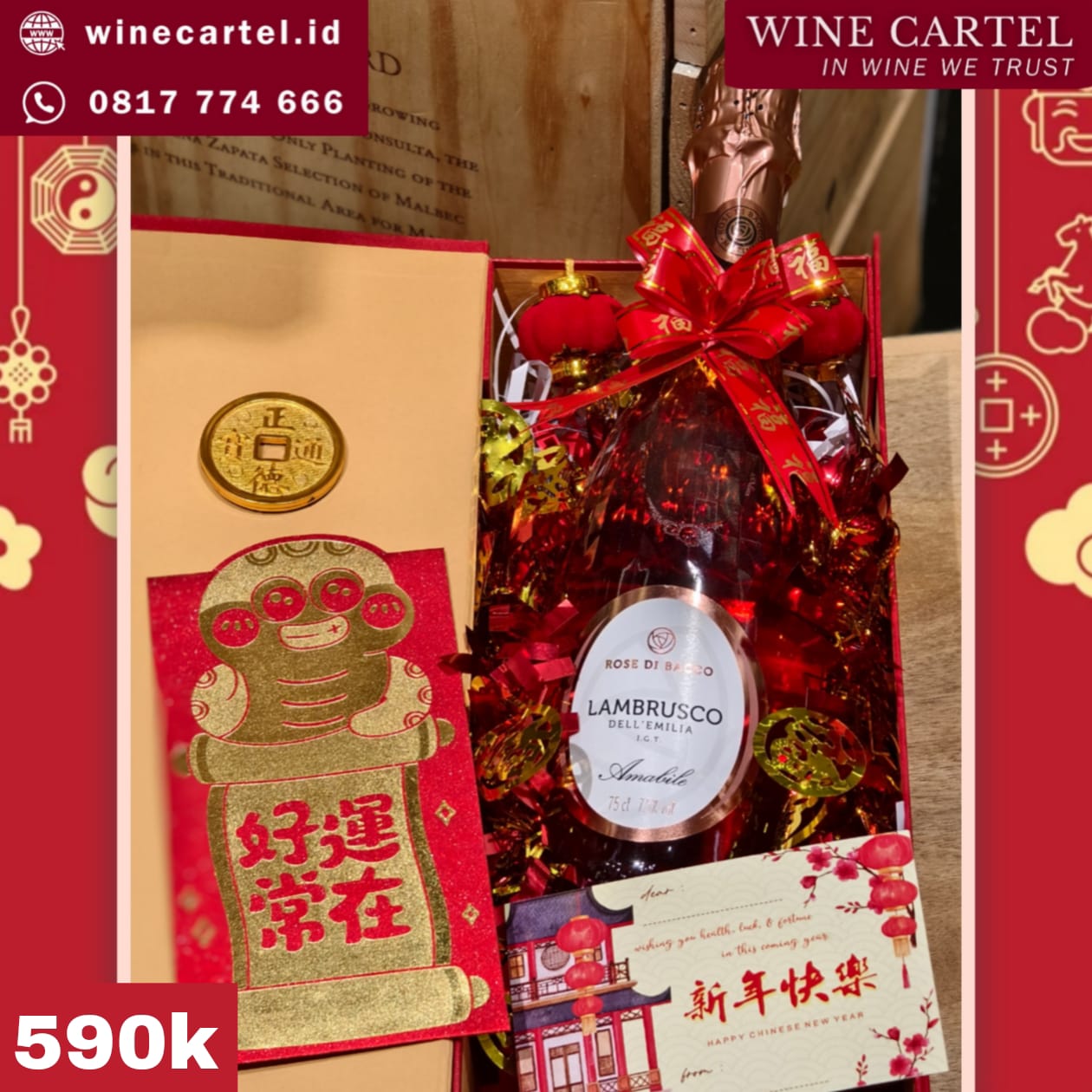 HAMPERS CNY Rose Di Bacco Lambrusco Chinese New Year Hadiah Kado Imlek SET BOX Gift