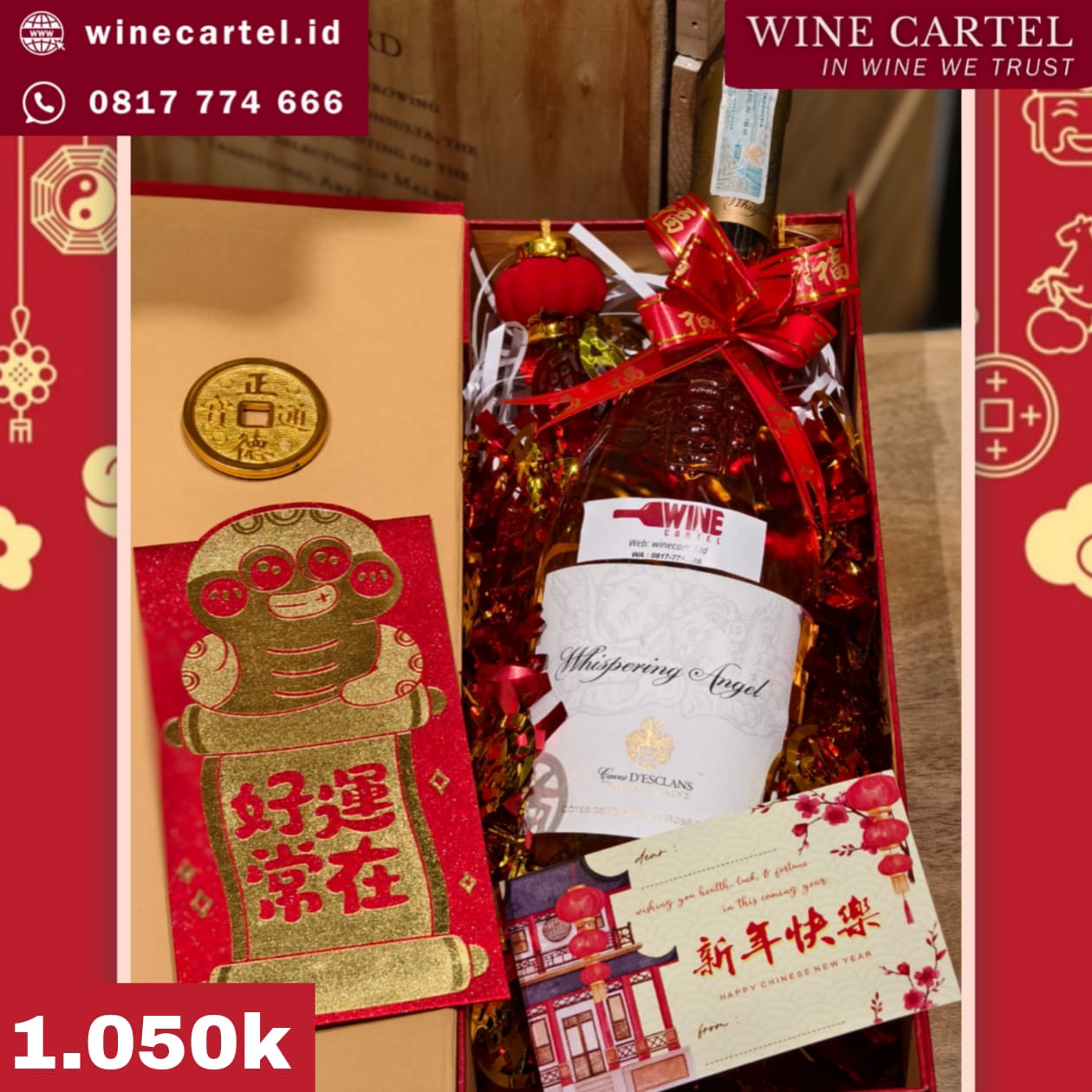 HAMPERS CNY Whispering Angel Rose Wine Chinese New Year Hadiah Kado Imlek SET BOX Gift