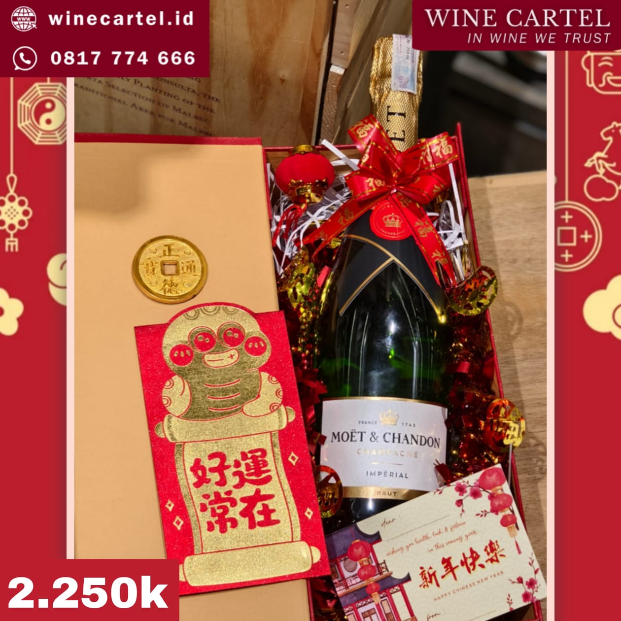 HAMPERS CNY CHAMPAGNE MOET CHANDON BRUT CHAMPAGNE Chinese New Year Hadiah Kado Imlek SET BOX Gift