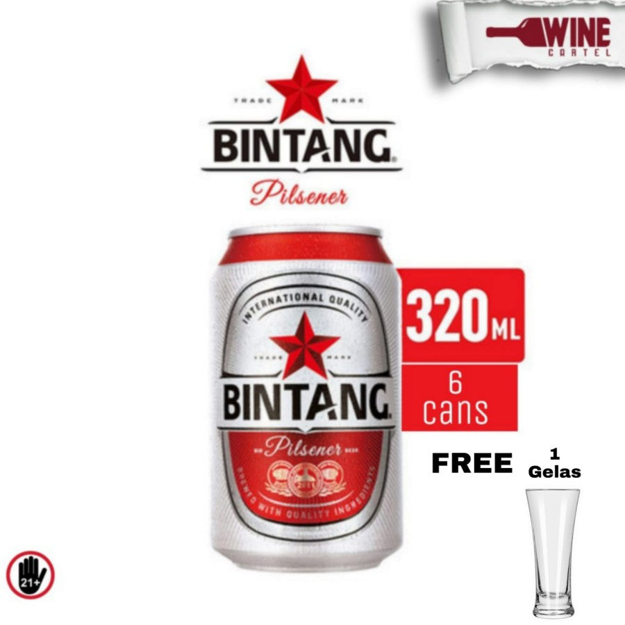 BIR Bintang Pilsener Kaleng Can Beer 6x 320ml INDONESIA