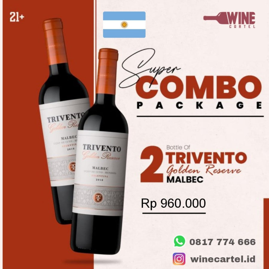 BUNDLING PROMO 2 Bottle Red Wine Trivento Golden Reserve Malbec 750mL ARGENTINA