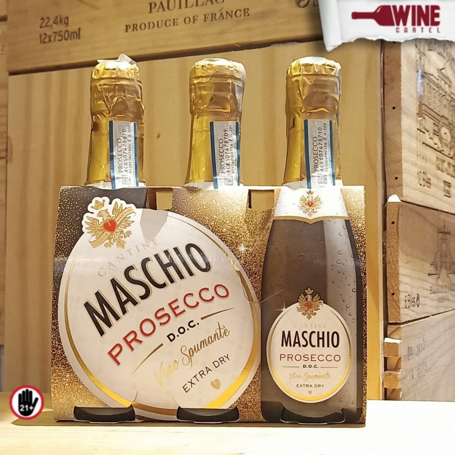 3 Botol PACK Maschio Prosecco DOC Spumante Extra Dry Wine Cluster 200ML - ITALY