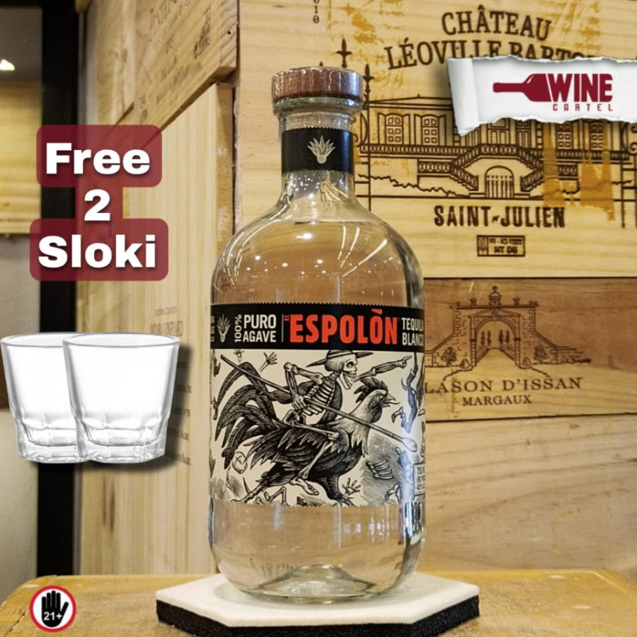 TEQUILA Espolon Blanco Puro Agave 750mL FREE 2 SLOKI !! MEXICO