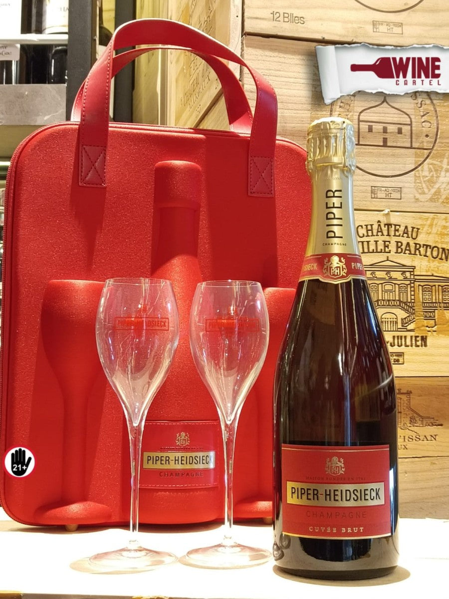 CHAMPAGNE Piper Heidsieck Brut 750mL With Bag 2 Glass Elegant Premium FRANCE