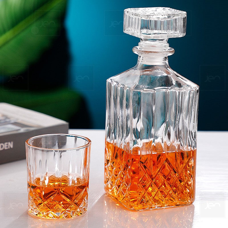 Decanter Botol Kaca Crystal Tempat Penyimpanan Whiskey Whisky Wine SET