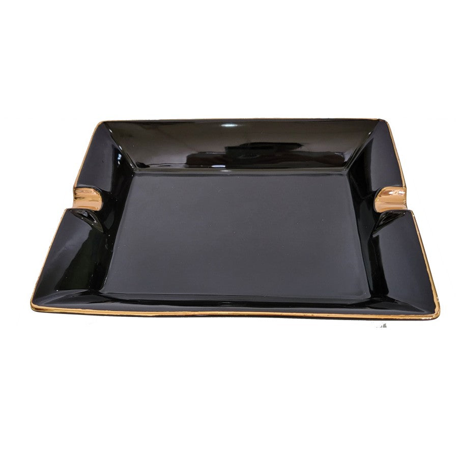 Ashtray Rokok Cigar Cerutu 2 slots -Black Gold Premium