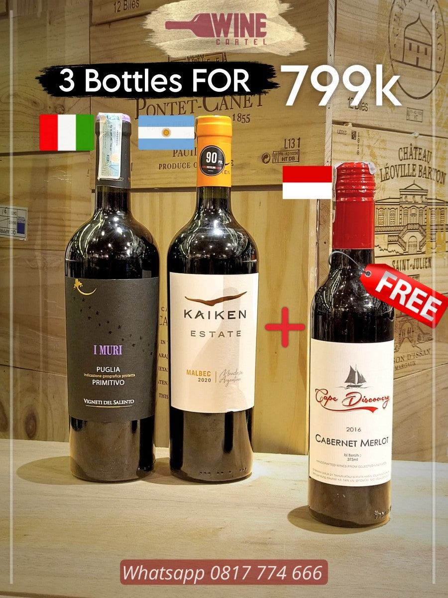 3 Botol PROMO Red Wine Kaiken Malbec + I Muri + FREE Cape DIscovery