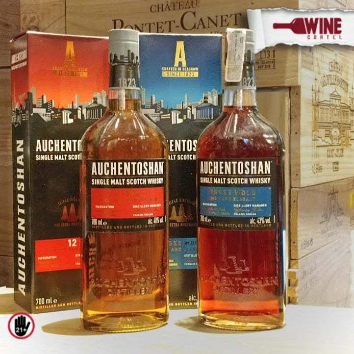 WHISKY Auchentoshan 12 Years Old 700ml / Three Wood 700ml Single Malt SCOTLAND