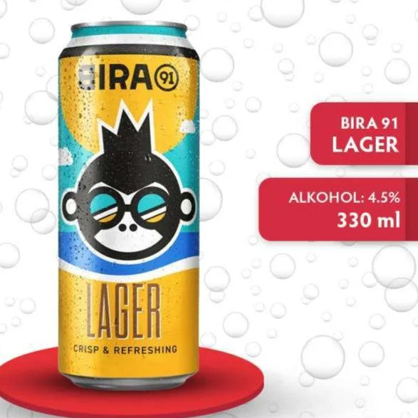 BEER BIR BIRA 91 Lager 330ml Beer Kaleng Crisp and Refreshing Can INDIA