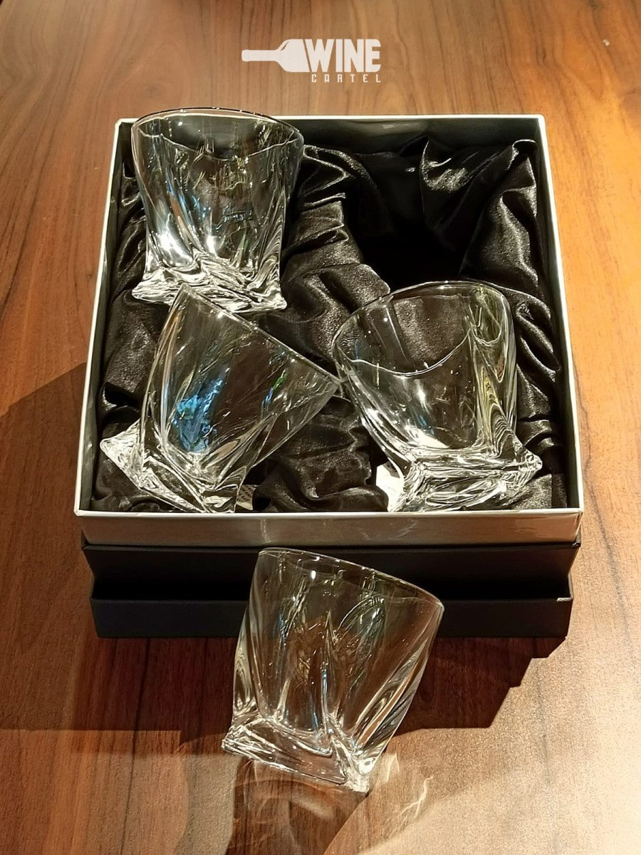 Gelas Whisky Glass Premium OLIIVON 4 Twist Whiskey Glass Gift BOX Set