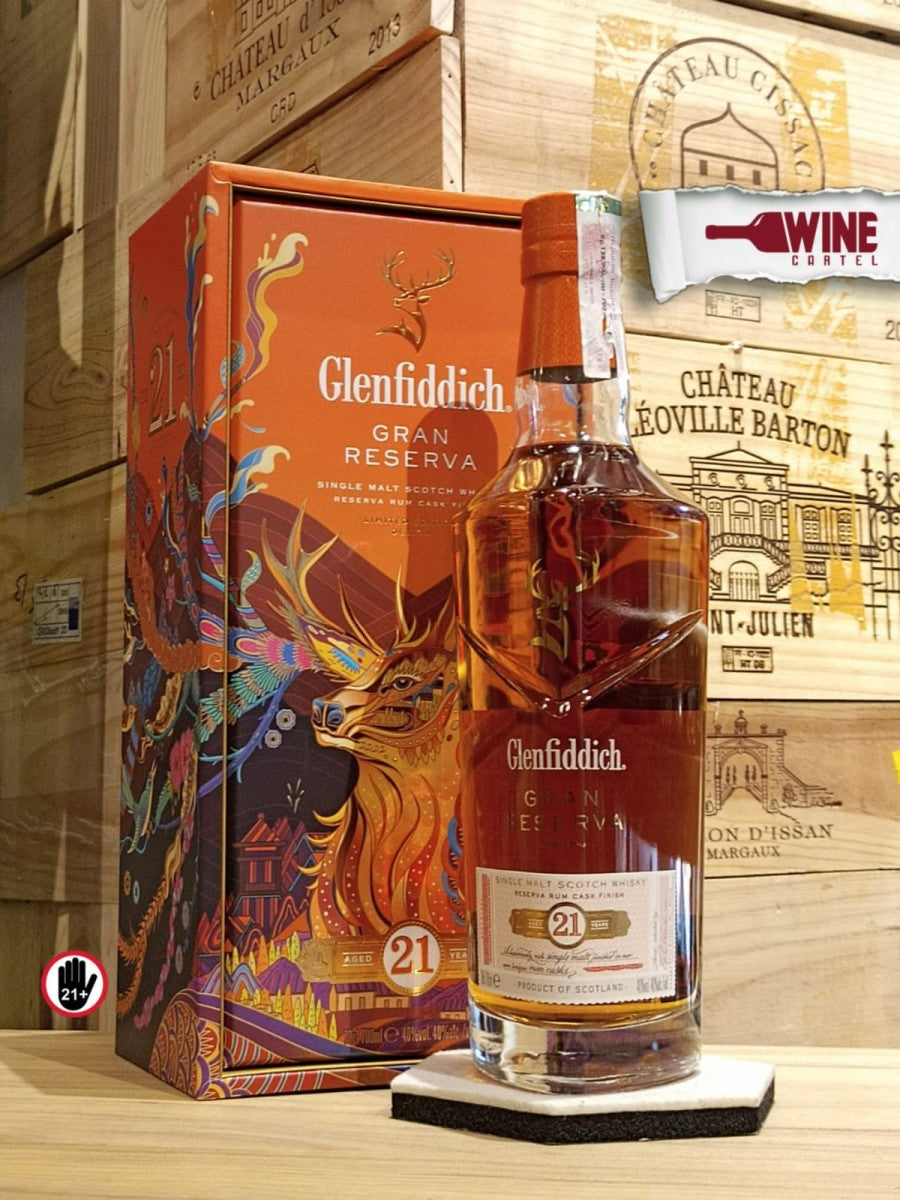 WHISKY Glenfiddich 21 Year Old Gran Reserva Rum Cask Single Malt 700mL SCOTLAND