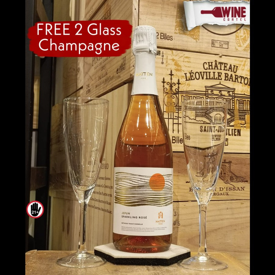 HATTEN JEPUN SPARKLING ROSE 750ML FREE 2 CHAMPAGNE GLASS INDONESIA