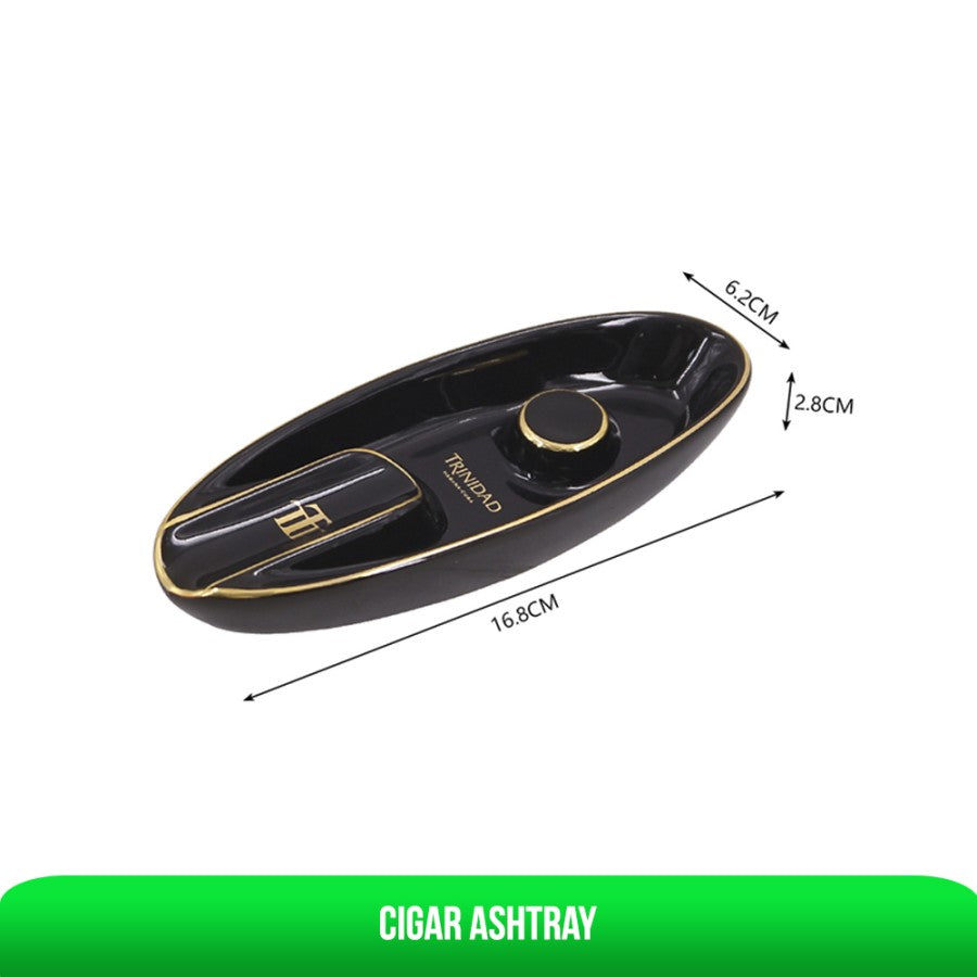 Asbak Trinidad Roko Cerutu Keramik 1 Slot - Cigar Ashtray - Hitam