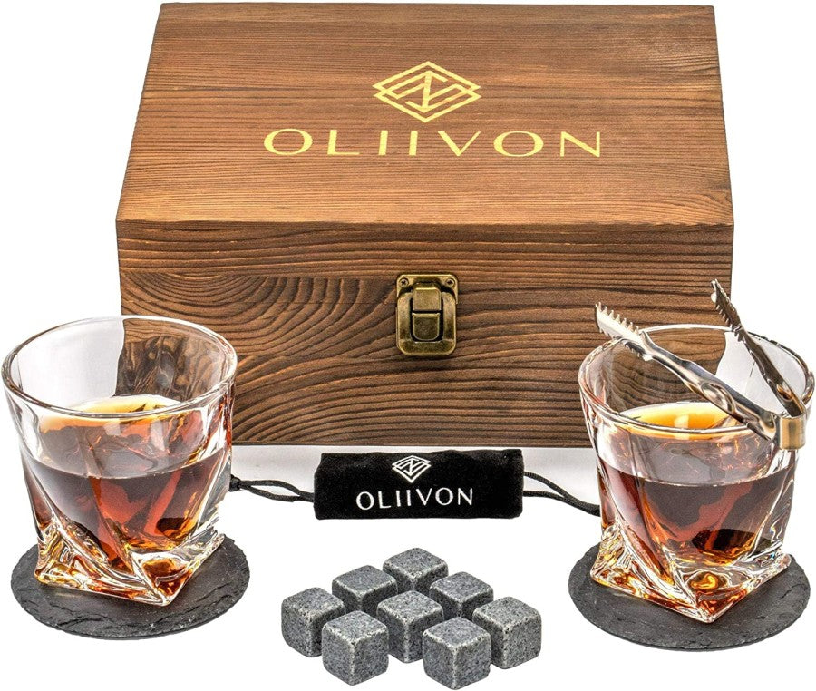 SET Gift Box Glass Premium OLIIVON 2 Twist Gelas Set Elegant